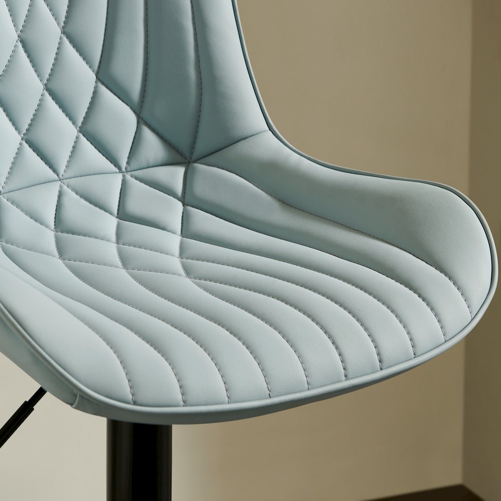 Kovyn Contemporary Adjustable Barstool with Faux Leather Swivel Seats, Set of 2. Picture 5