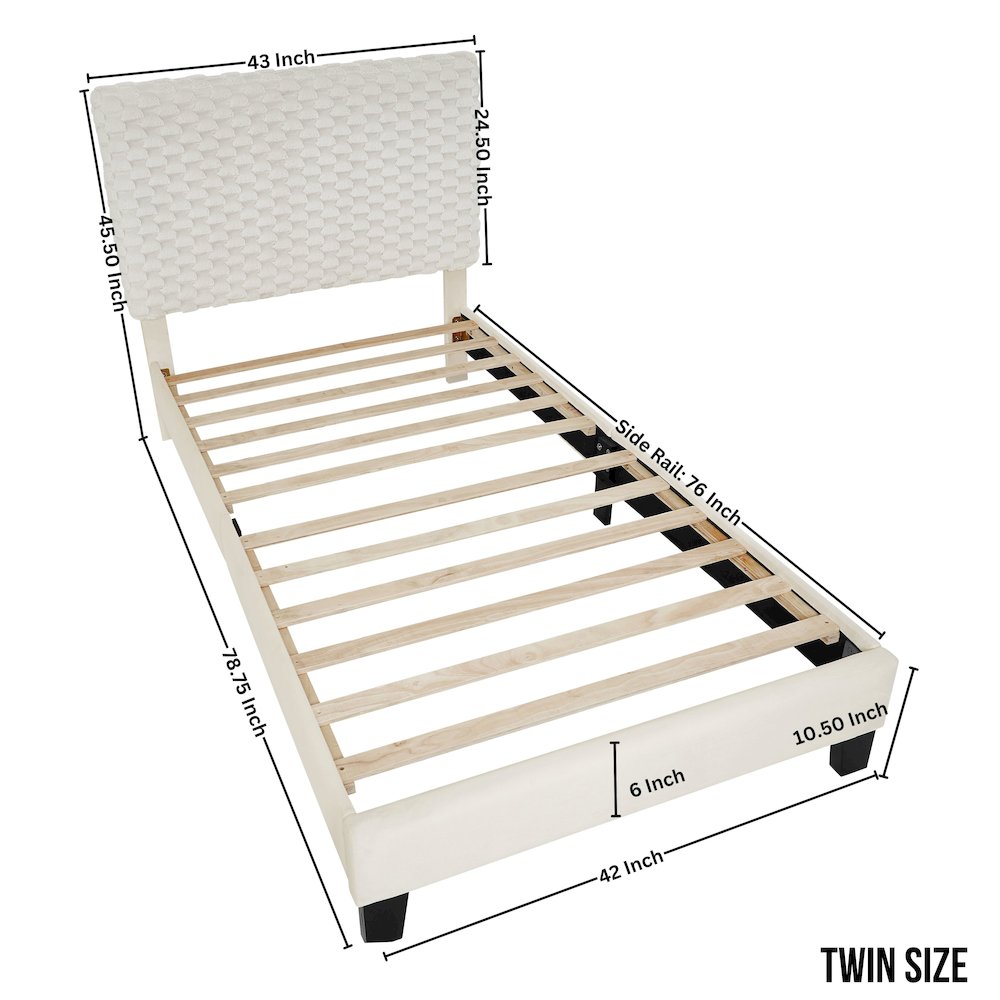 Findlay Plush 3D Upholstered Platform Bed in White Dove, Twin. Picture 10