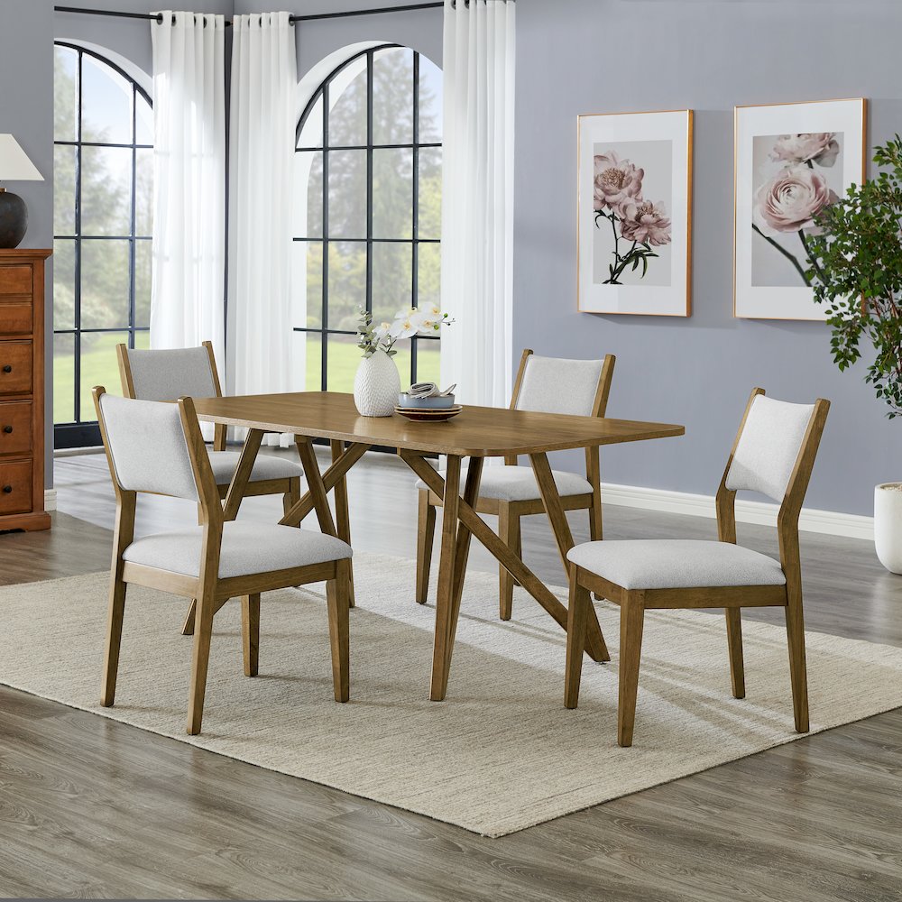 Avery 5-Pc Dining Set, Tripod-Cross Dining Table with 4 Stylish Chairs. Picture 2