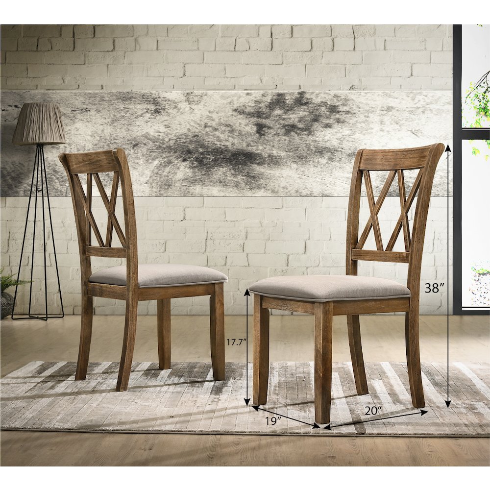 Enna Morden Farmhouse Wood 5-Piece Trestle Dining Set, Brushed Driftwood Finish. Picture 9
