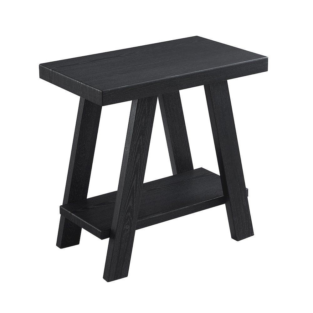 Ethens Contemporary Wood Shelf Side Table in Black Finish. Picture 1