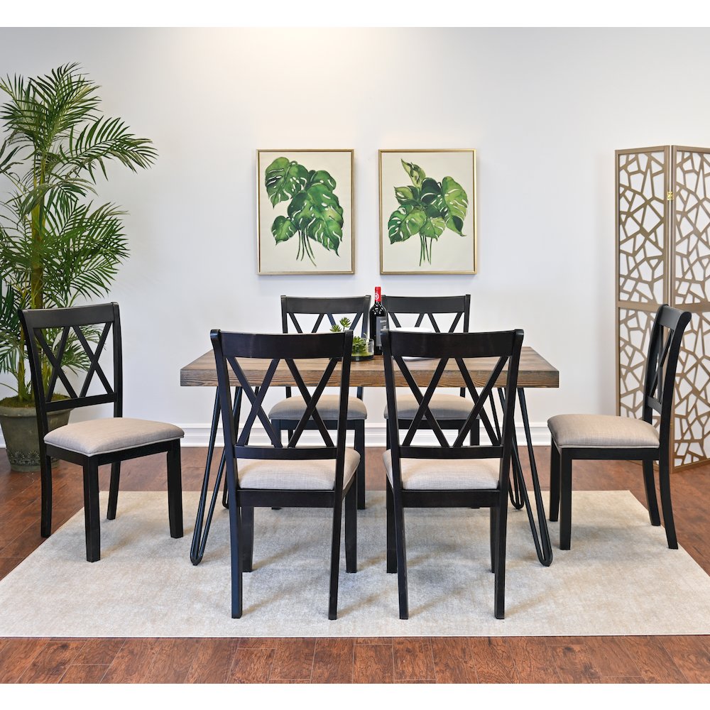 Arroyo 7-Pc Dining Set, Hairpin Dining Table with 6 Chairs, Rich Black. Picture 3
