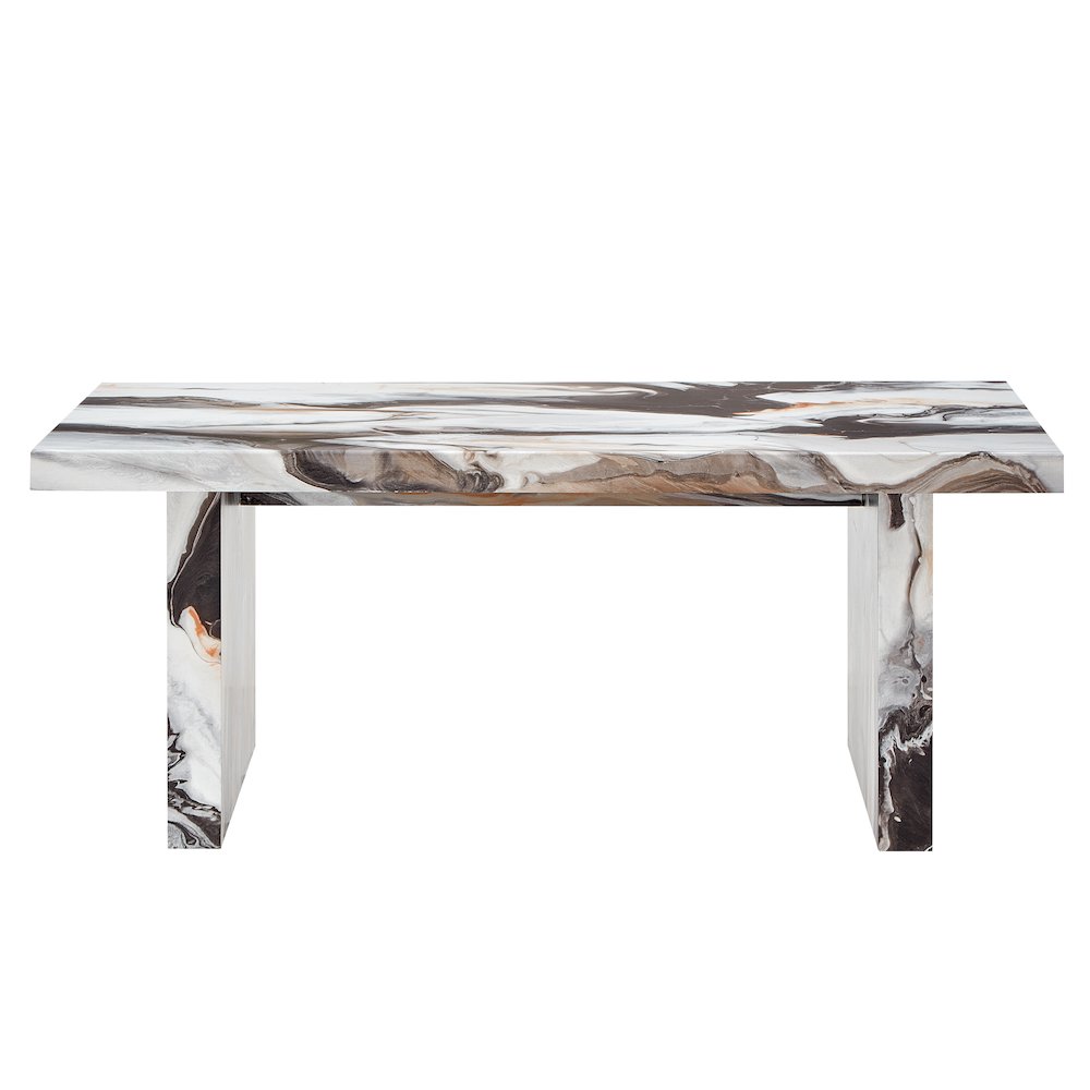 Cavira Modern Faux Marble Living Room Coffee Table, Off-white. Picture 9