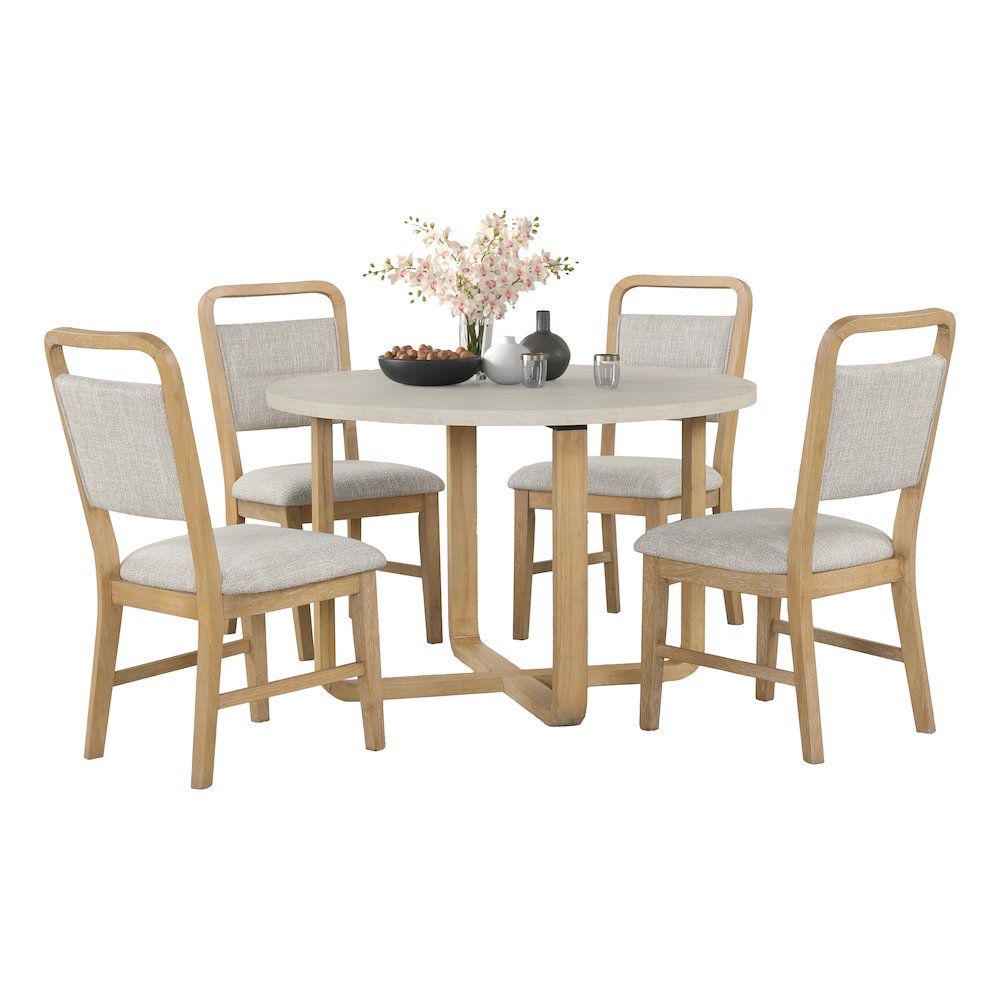 Arden 5-Piece Dining Set, 47" Round Table with 4 Solid Wood Chairs. Picture 1