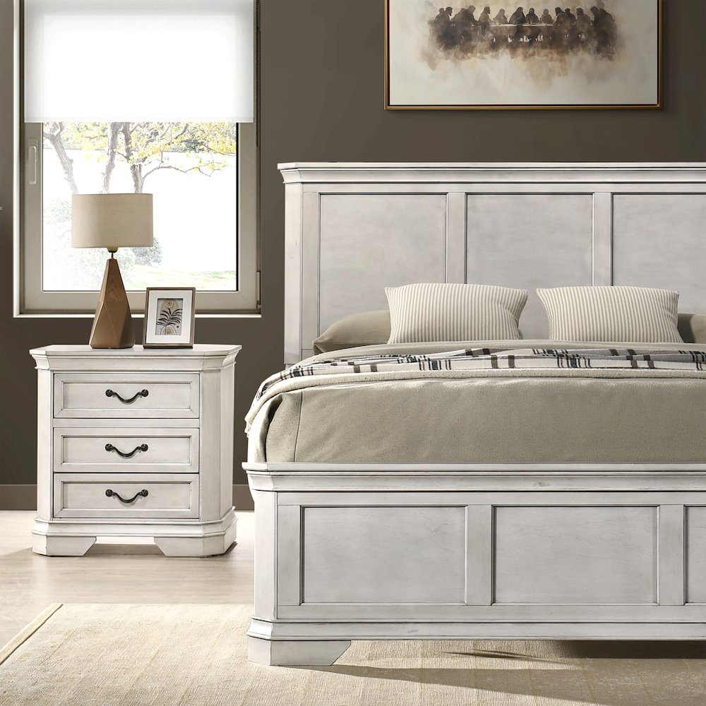 Maderne Wood Panel Bed with Dresser, Mirror, Nightstand, Queen. Picture 4