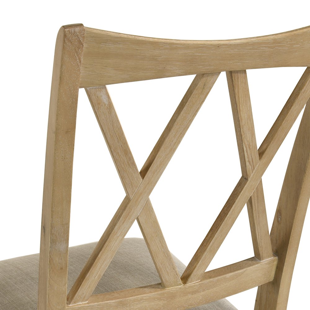 Verta Solid Wood Cross-back Dining Chairs, Set of 2, Light Oak Finish. Picture 7