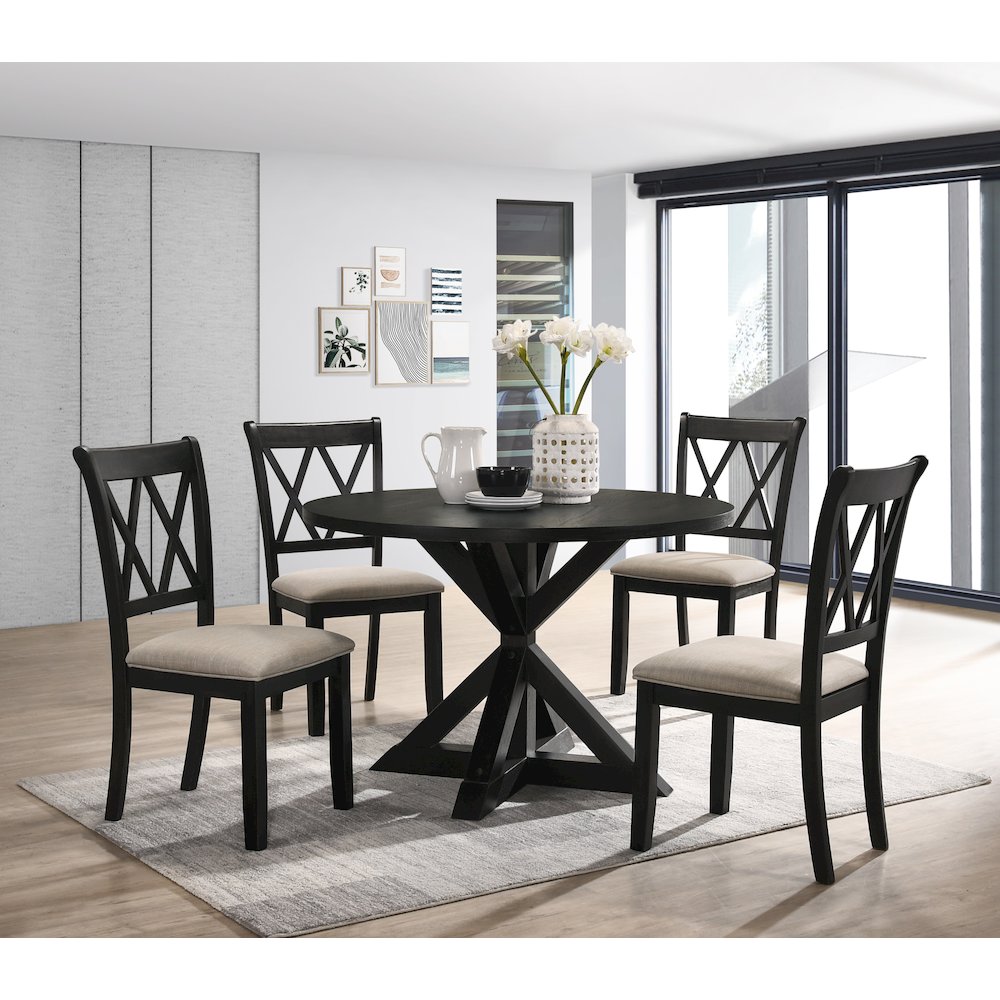 Windvale Cross-Buck Wood 5-Pc Dining Set. Picture 2