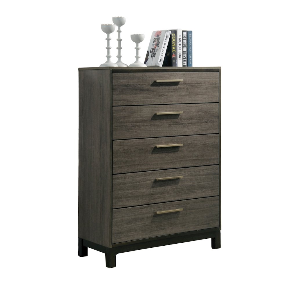 Ioana Antique Grey Finish Wood 5 Drawers Chest. Picture 1