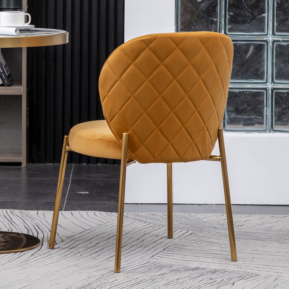 Amoa Contemporary 3-Pc Dining Set, White Round Dining Table and 2 Chairs, Yellow. Picture 5