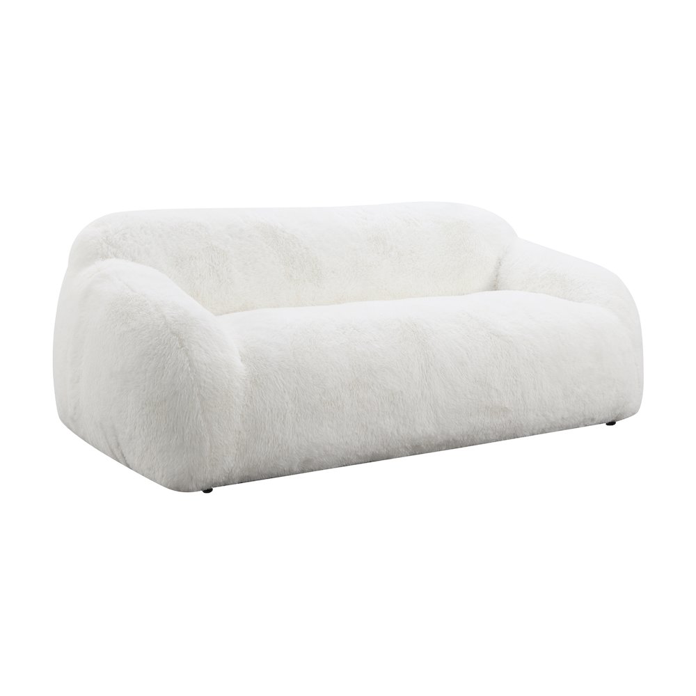 Adell Polar Bear Faux Fur Upholstered Sofa, Ivory White. Picture 7