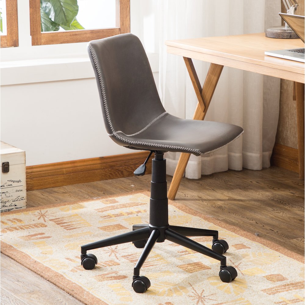 Cesena Faux Leather 360 Swivel Air Lift Office Chair, Antique Gray. Picture 5