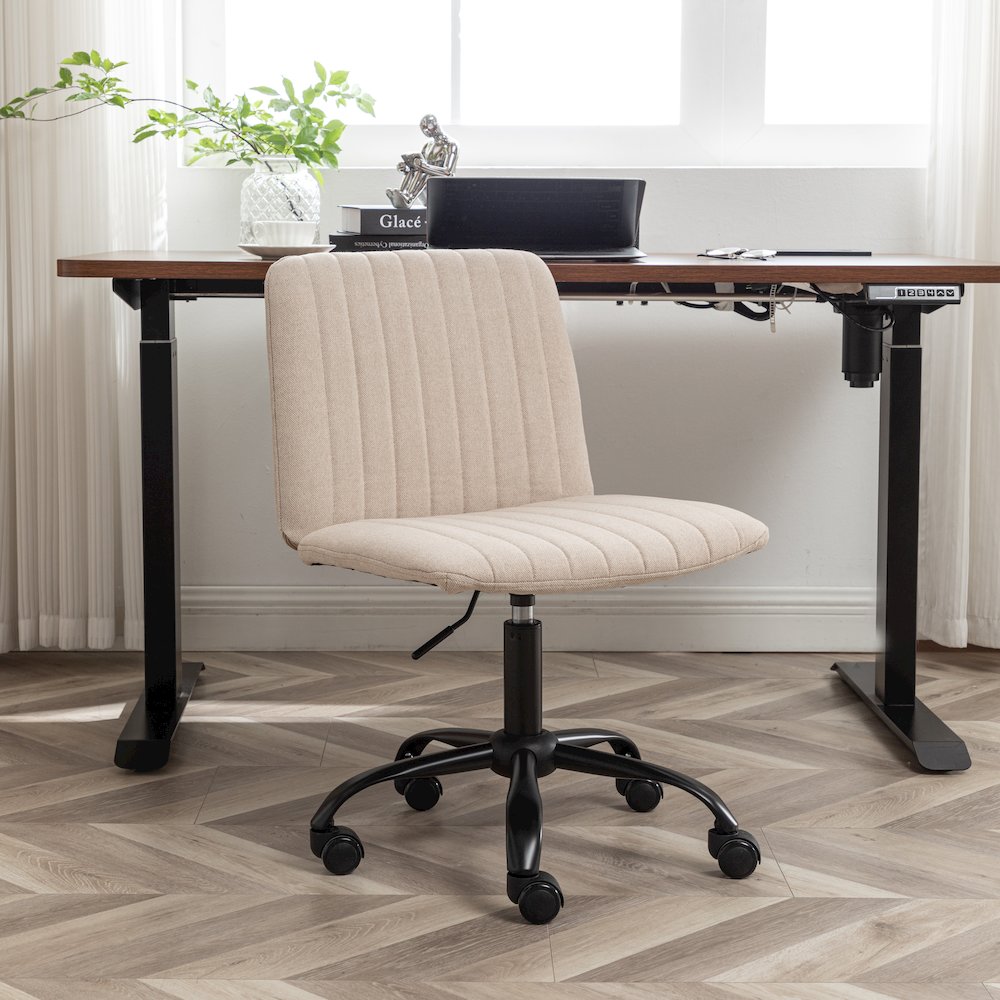 Masar Fabric Swivel Office Chair, Beige. Picture 5