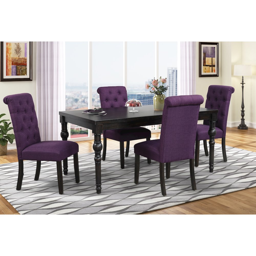 Leviton Urban Style Dining Set: Table and 4 chairs, Purple. Picture 2