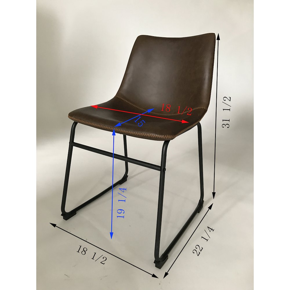 Lotusville Vintage PU Leather Dining Chairs, Antique Brown, Set of 2. Picture 10