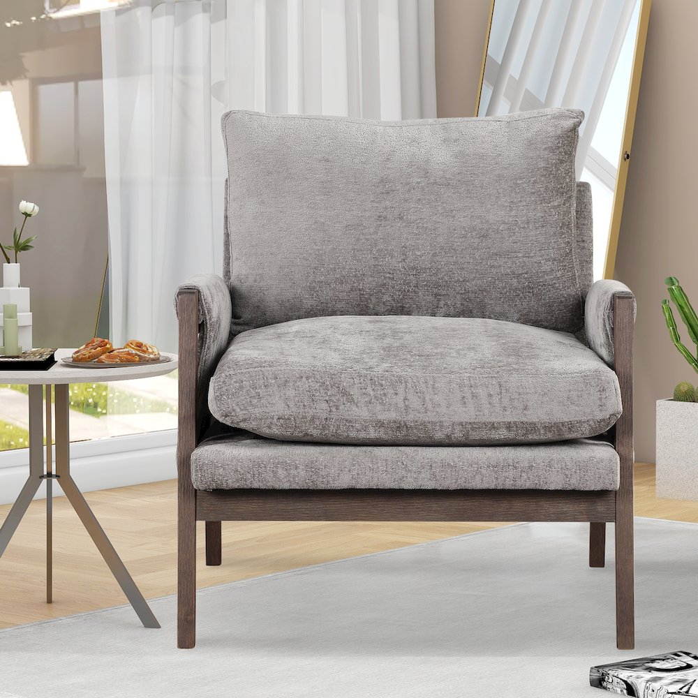 Kelly Mid-Century Modern Velvet Accent Armchair, Gray. Picture 11