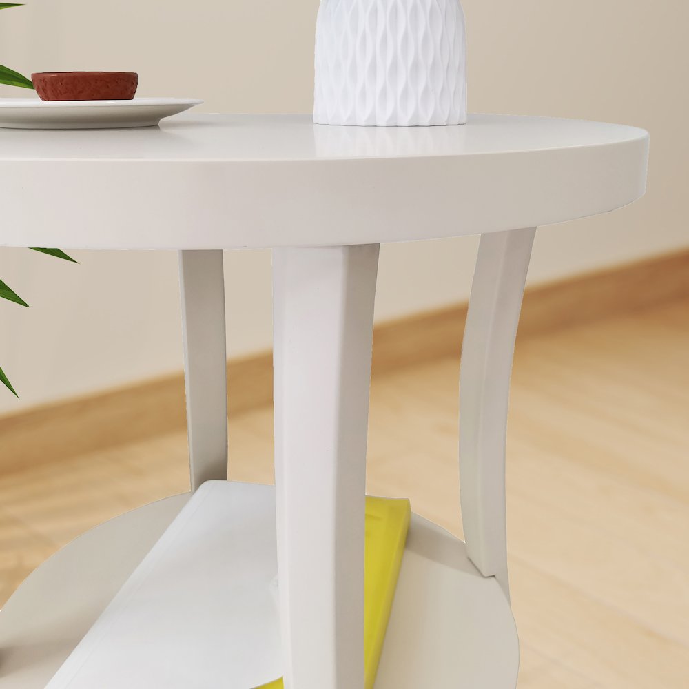 Perth Round End Table with Shelf, Ivory. Picture 4