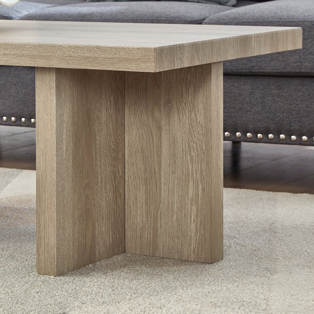 Mchome 3-Piece Coffee Table Set, Coffee Table and Two End Tables, Oak Finish. Picture 8