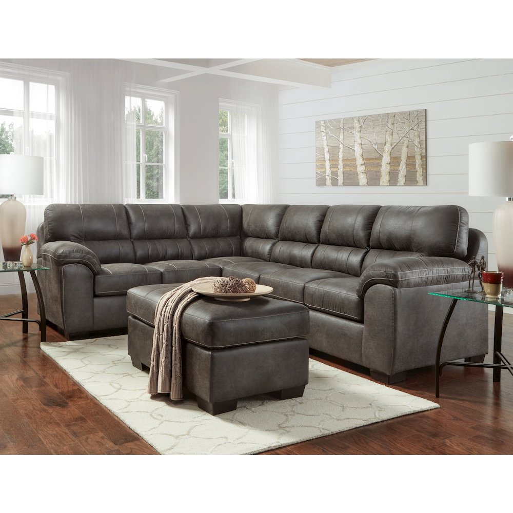 Tirana Contemporary Fabric Pillow-top Arm Sectional Sofa with Ottoman. Picture 2