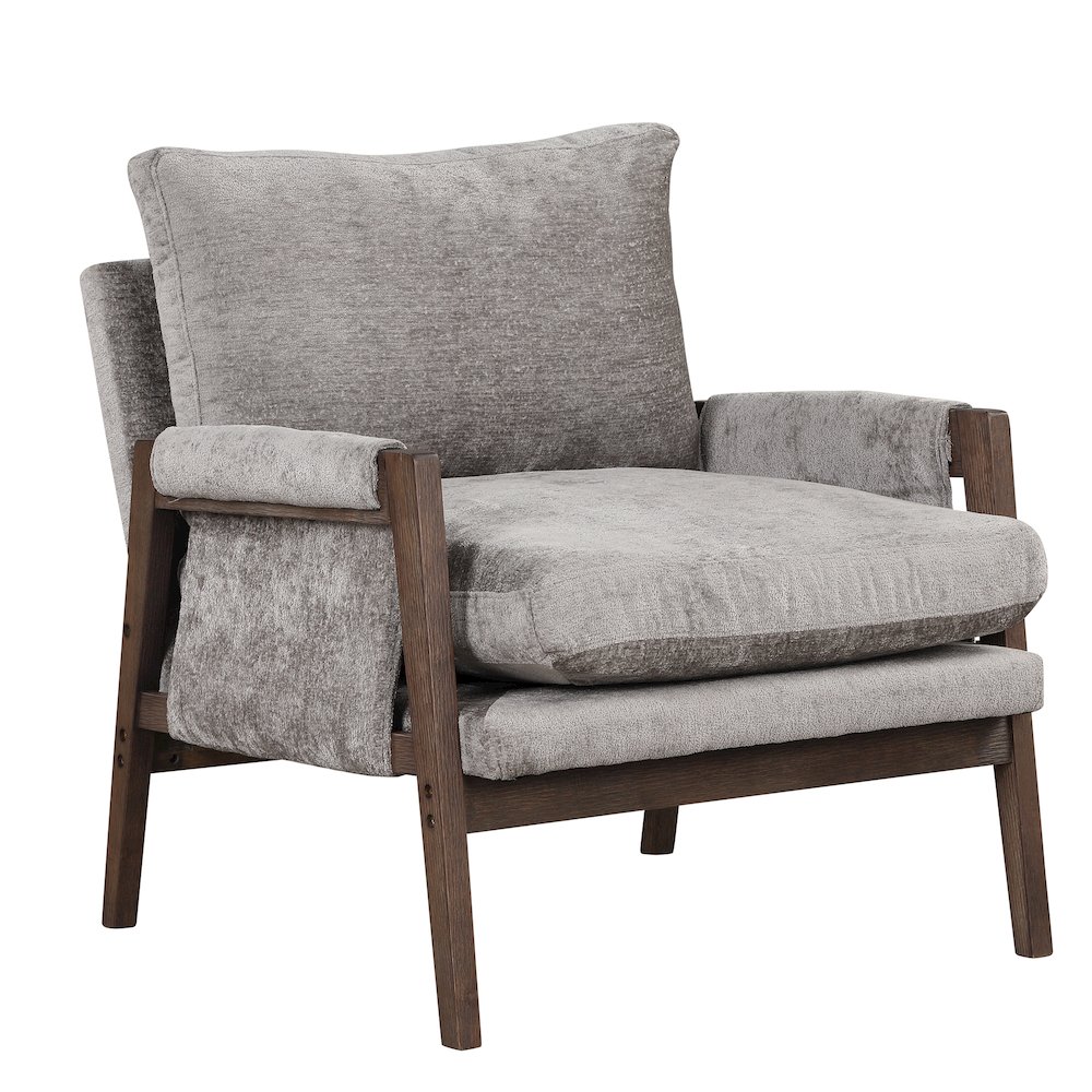 Kelly Mid-Century Modern Velvet Accent Armchair, Gray. Picture 7