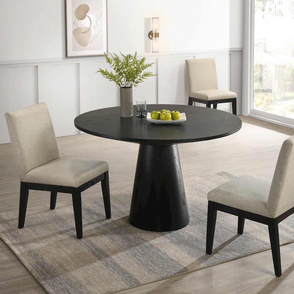 Rocco Contemporary Dining Set, Round Pedestal Table with 4 Chairs. Picture 6