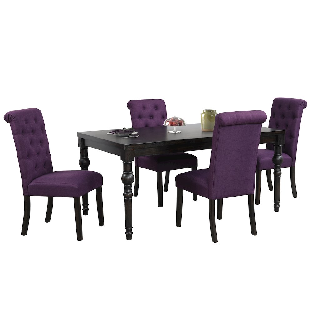 Leviton Urban Style Dining Set: Table and 4 chairs, Purple. Picture 1
