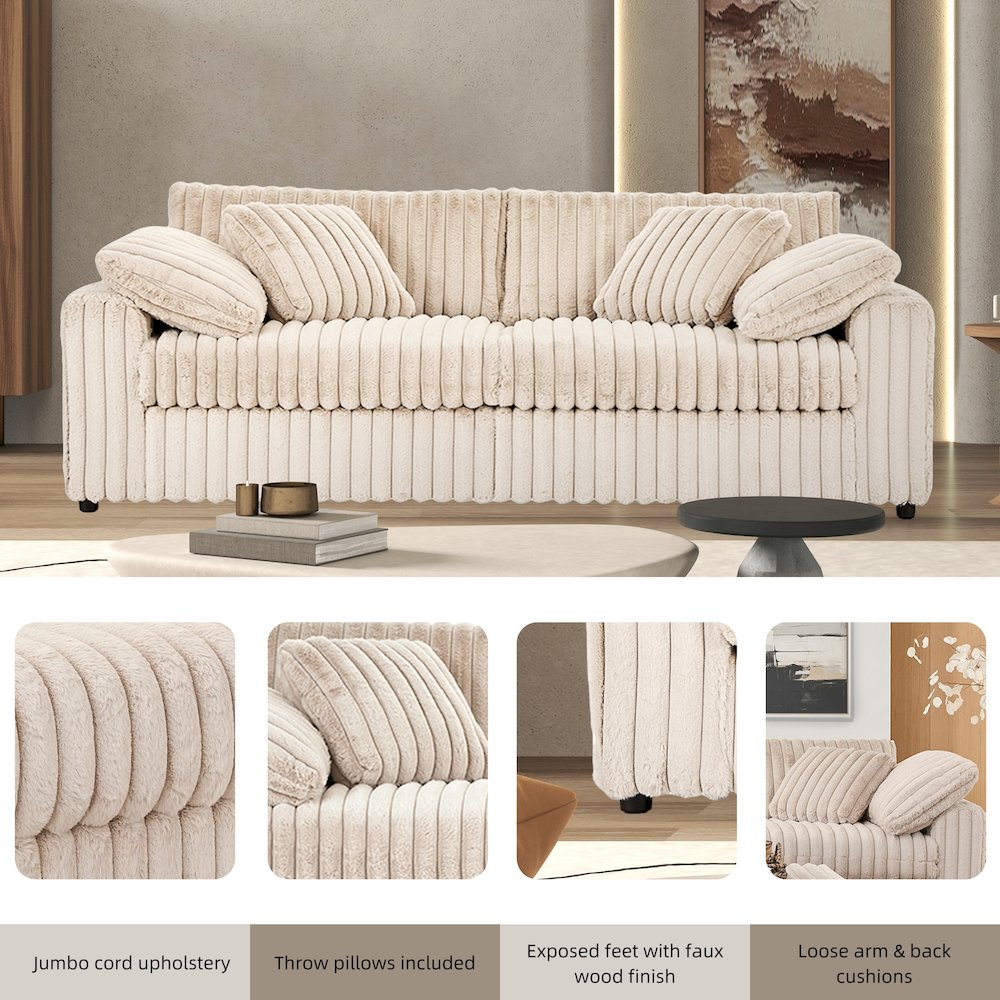 Belvoir 2-Piece Living Room Set, Sofa and Cuddle Chaise, Beige Champagne. Picture 5