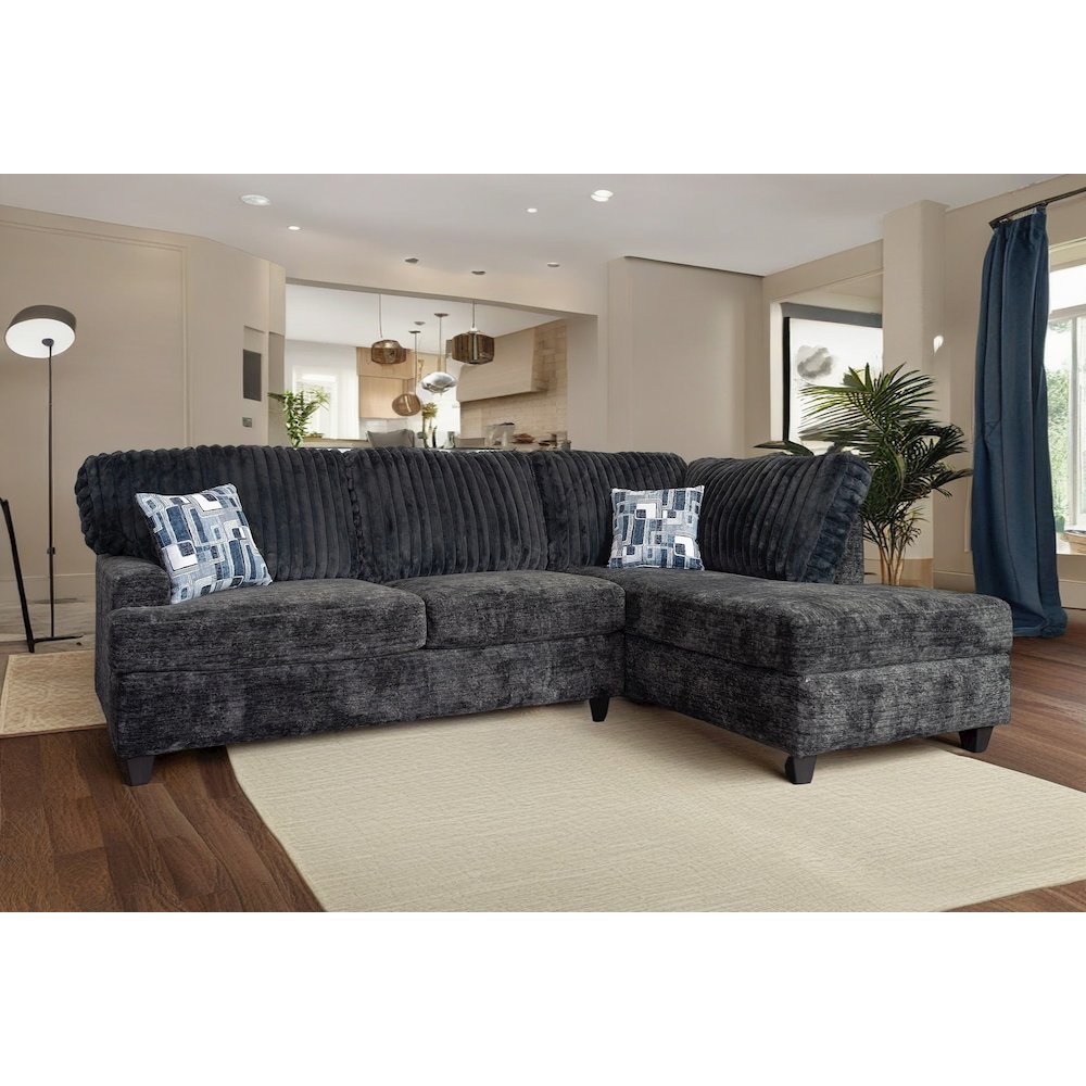 Nexus Wide Wale Corduroy L-shape Sectional with Chaise, Galactic Charcoal. Picture 2
