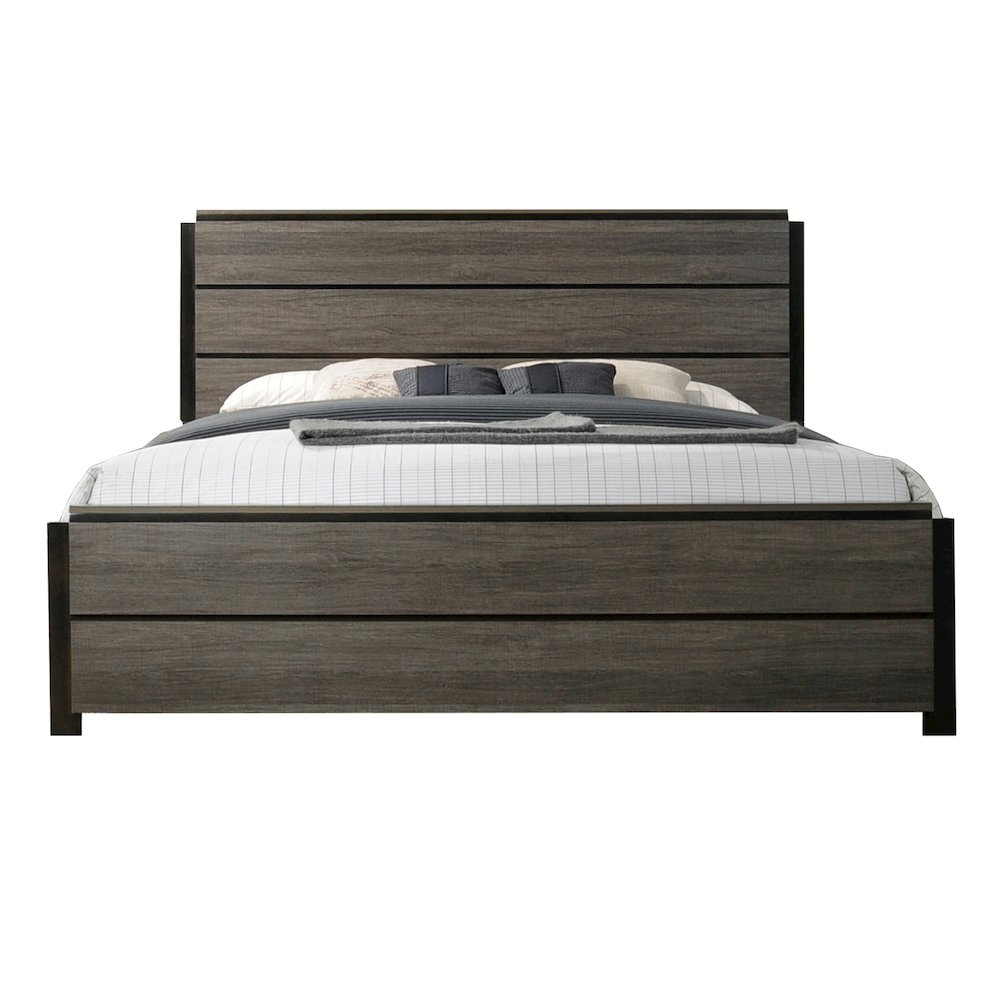 Ioana Antique Grey Finish Wood Queen Size Bed. Picture 1