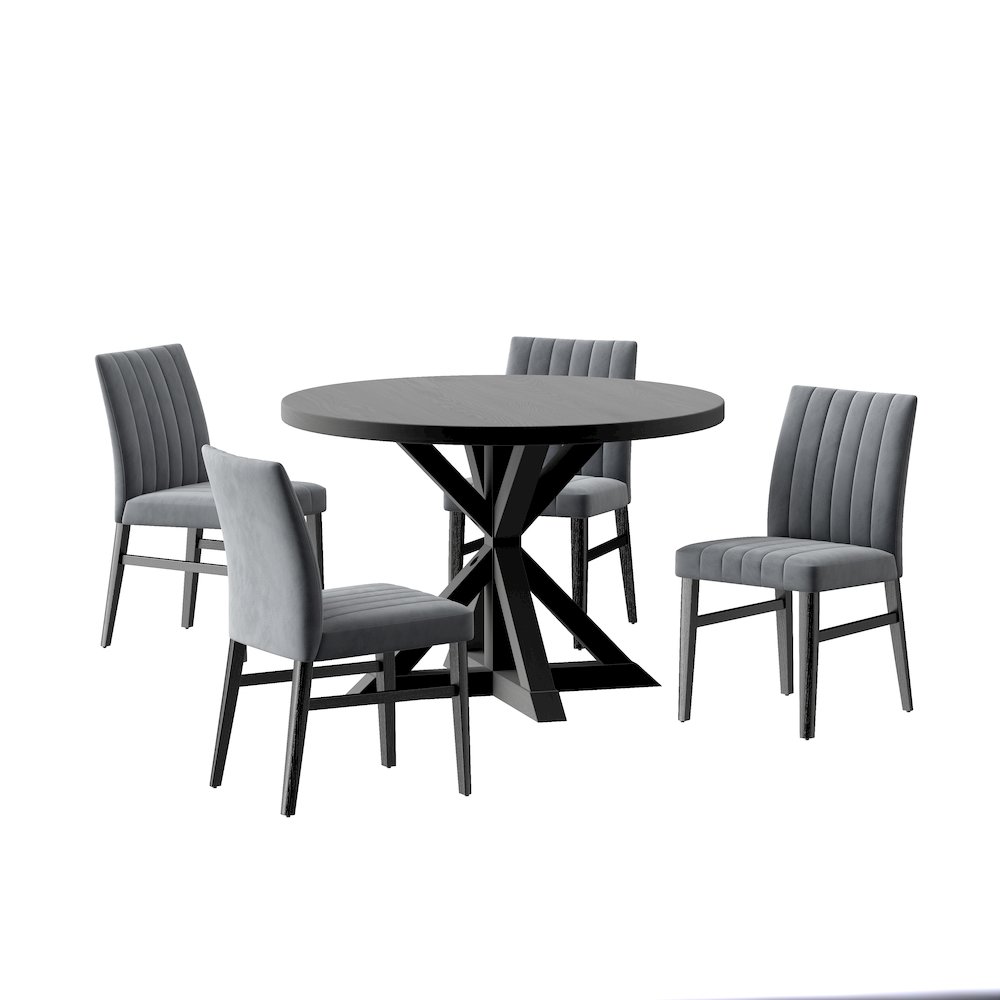 Walton 5-Piece Round Cross-Buck Table with Side Chairs. Picture 1