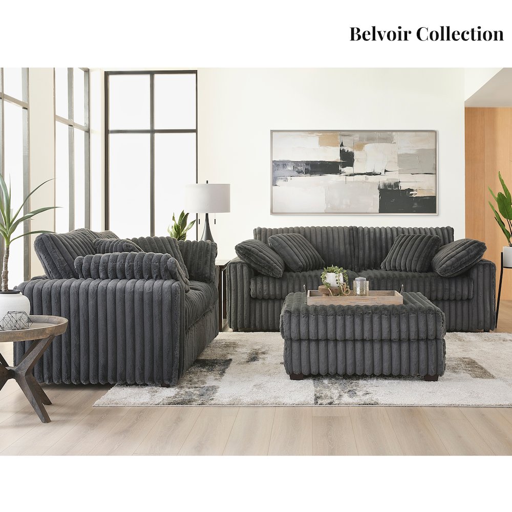 Belvoir 2-Piece Living Room Set, Sofa and Loveseat, Charcoal. Picture 9