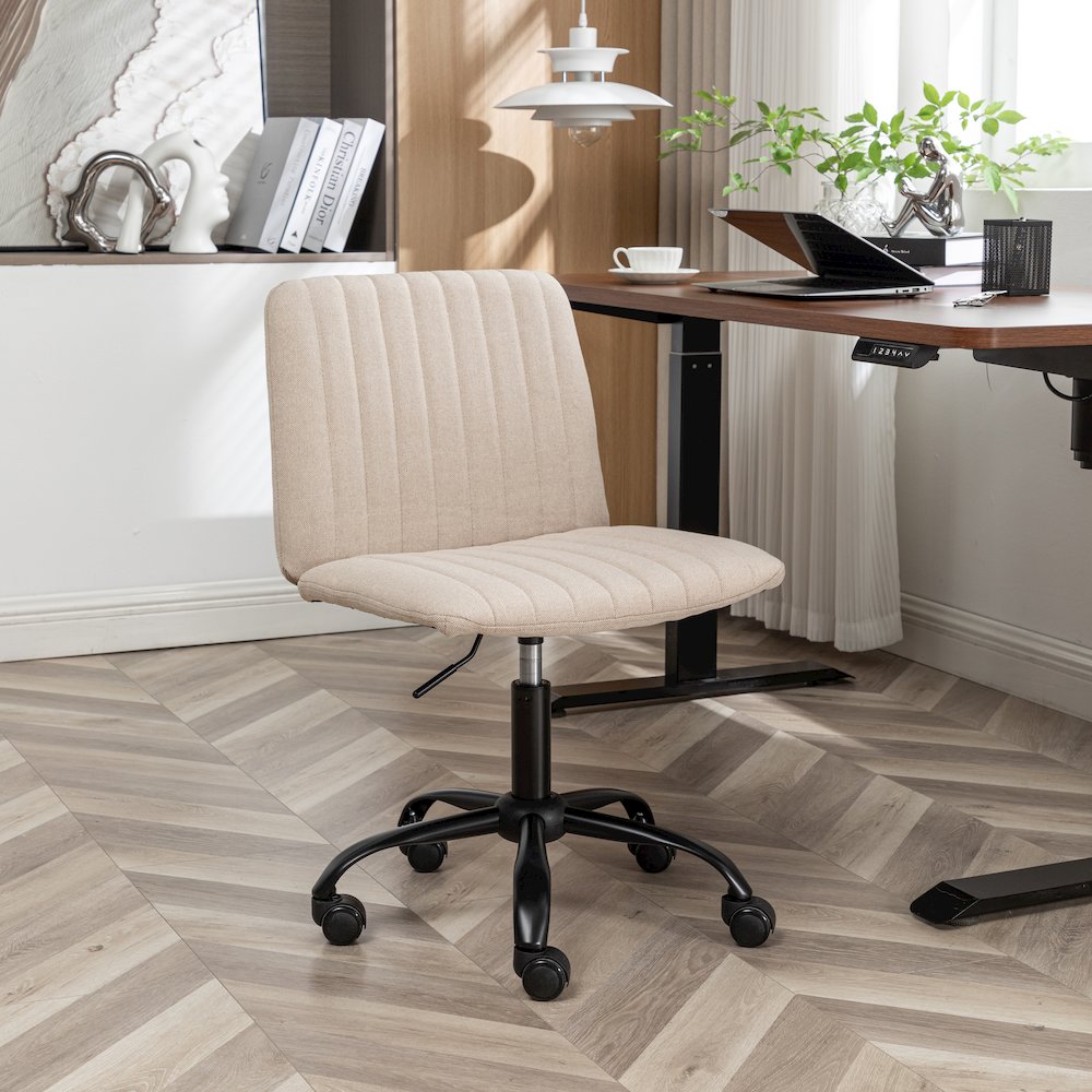 Masar Fabric Swivel Office Chair, Beige. Picture 2