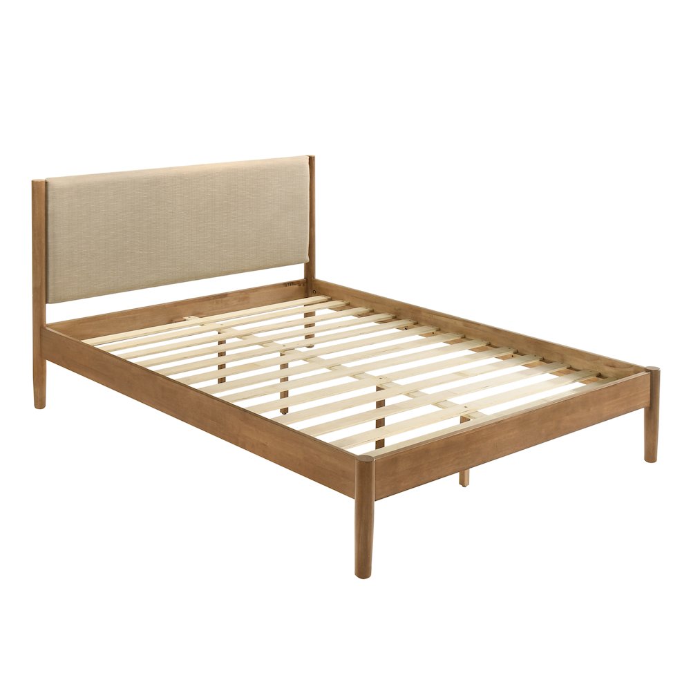 Vichy Rubberwood Platform Bed in Light Walnut, Queen. Picture 3
