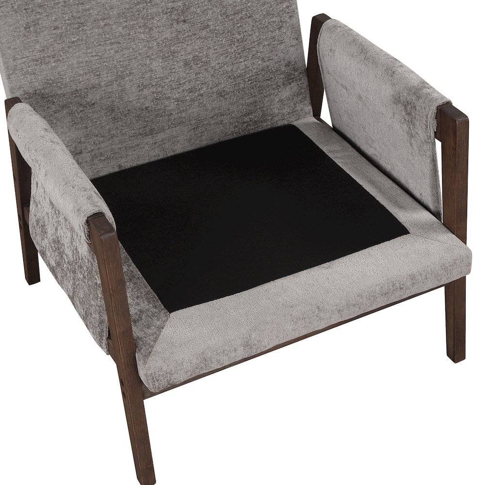 Kelly Mid-Century Modern Velvet Accent Armchair, Gray. Picture 3