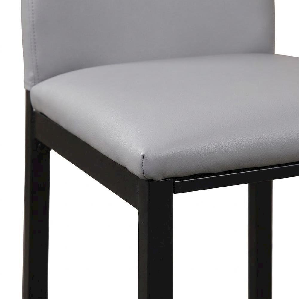 Faux Leather Metal Frame Modern Dining Room Chairs Set, Grey, Set of 4. Picture 7