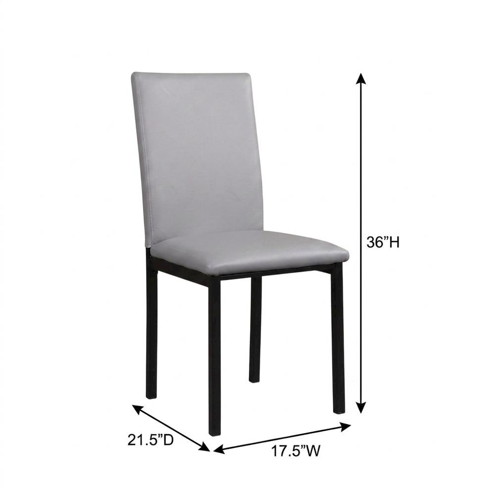 Faux Leather Metal Frame Modern Dining Room Chairs Set, Grey, Set of 4. Picture 5