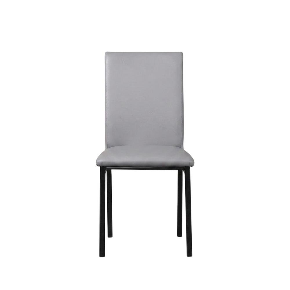 Faux Leather Metal Frame Modern Dining Room Chairs Set, Grey, Set of 4. Picture 1
