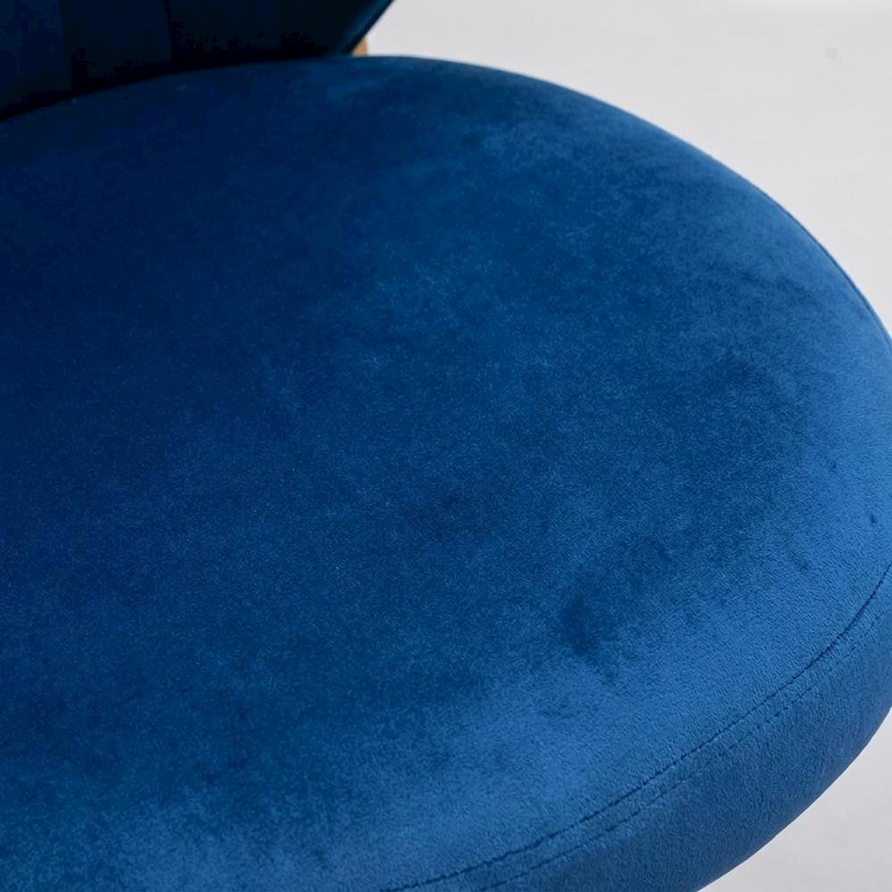 Velvet Upholstered Dining Chairs with Metal Legs, Blue, Set of 2. Picture 7