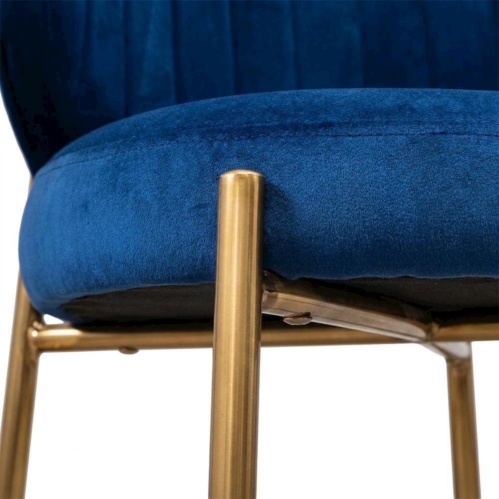 Velvet Upholstered Dining Chairs with Metal Legs, Blue, Set of 2. Picture 8
