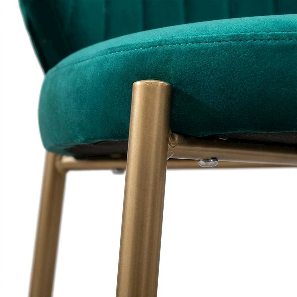 Velvet Upholstered Dining Chairs with Metal Legs, Green, Set of 2. Picture 7