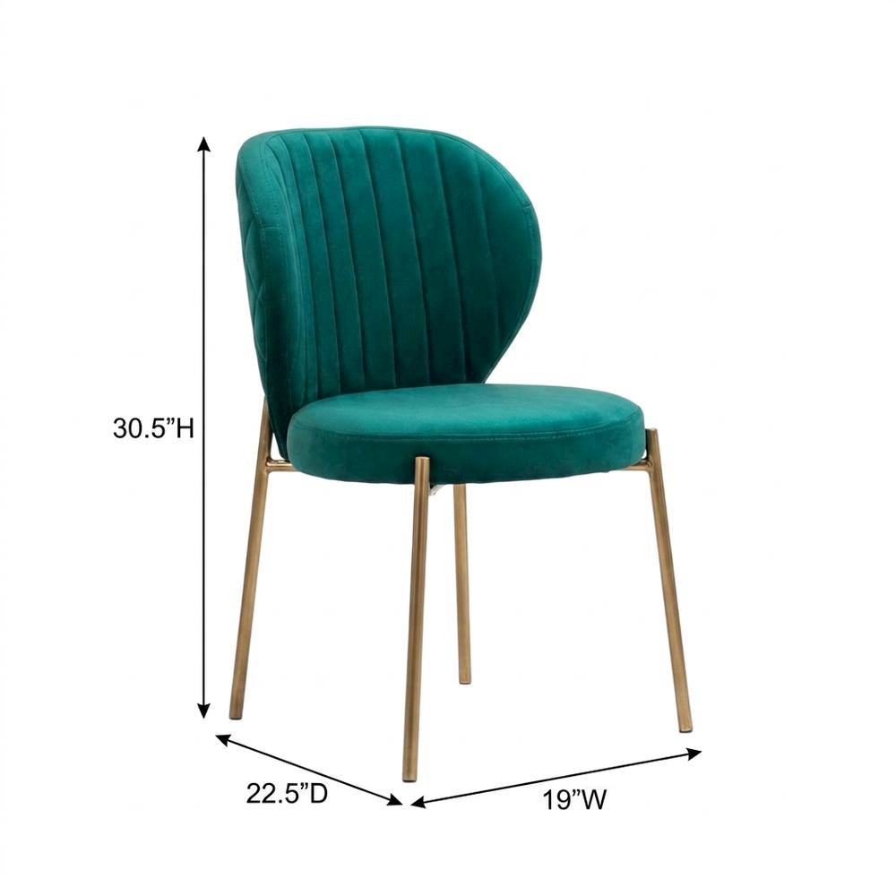 Velvet Upholstered Dining Chairs with Metal Legs, Green, Set of 2. Picture 5