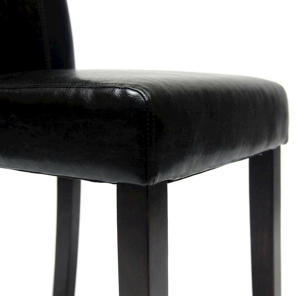 Solid Wood Faux Leather Upholstered Parson Dining Chairs, Black, Set of 2. Picture 7