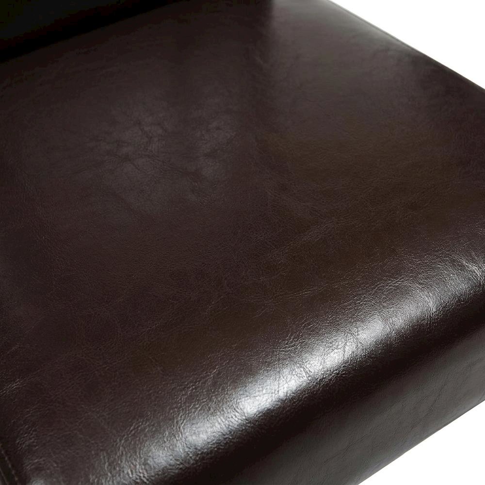 Solid Wood Faux Leather Upholstered Parson Dining Chairs, Brown, Set of 2. Picture 7