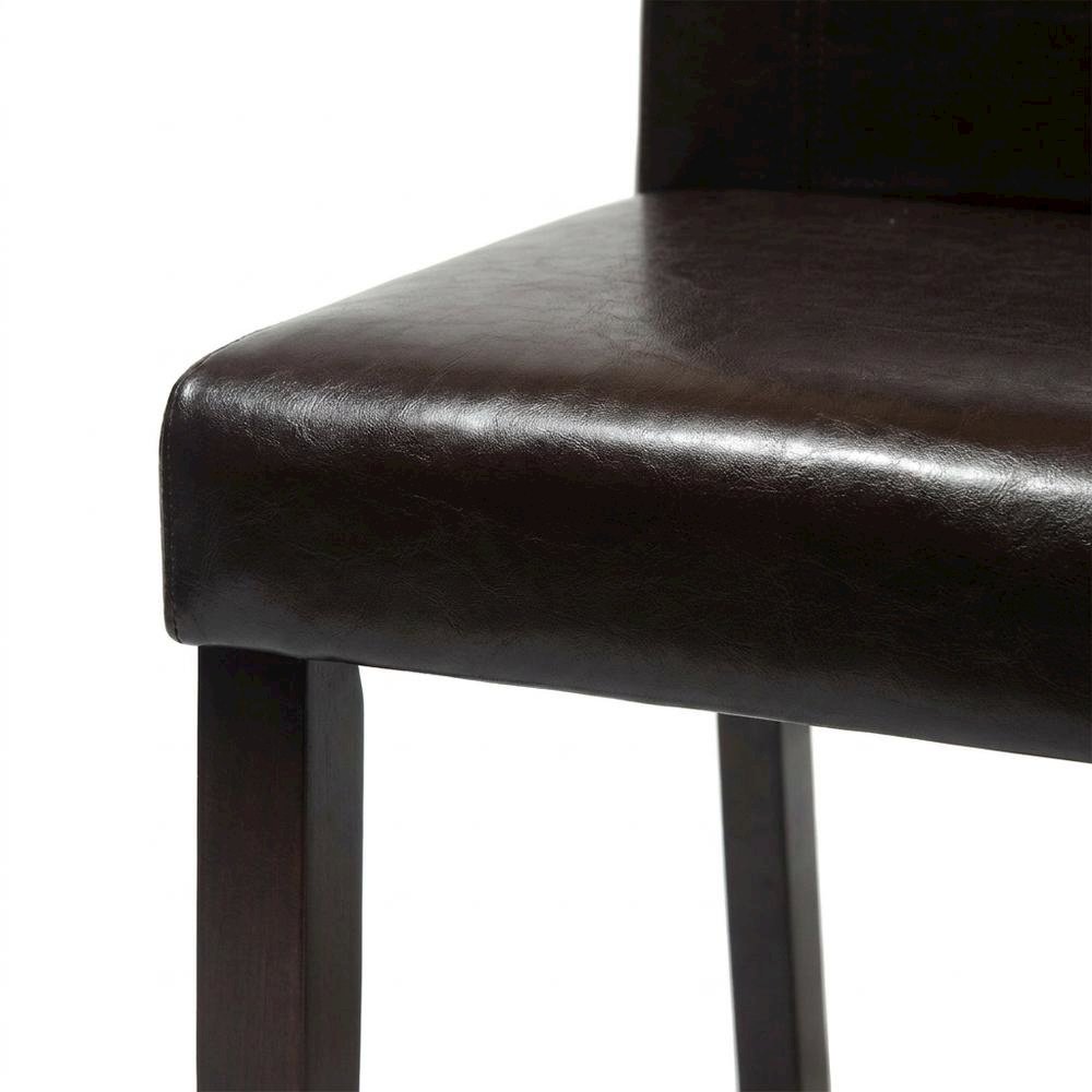 Solid Wood Faux Leather Upholstered Parson Dining Chairs, Brown, Set of 2. Picture 8