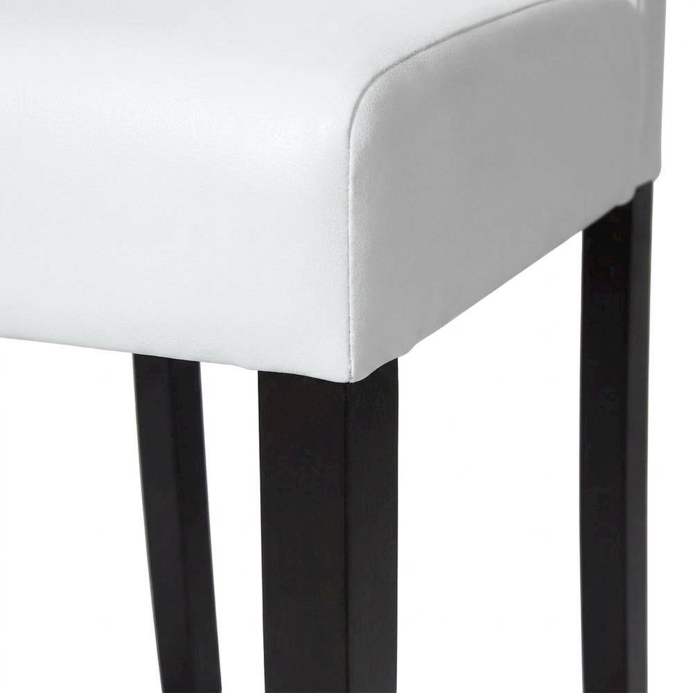 Solid Wood Faux Leather Upholstered Parson Dining Chairs, White, Set of 2. Picture 7