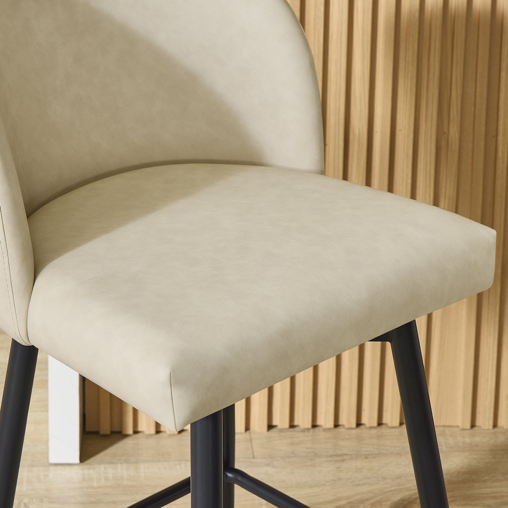 Rhythm Upholstered Counter Height Stool, 360° Swivel, Set of 2, Beige. Picture 9