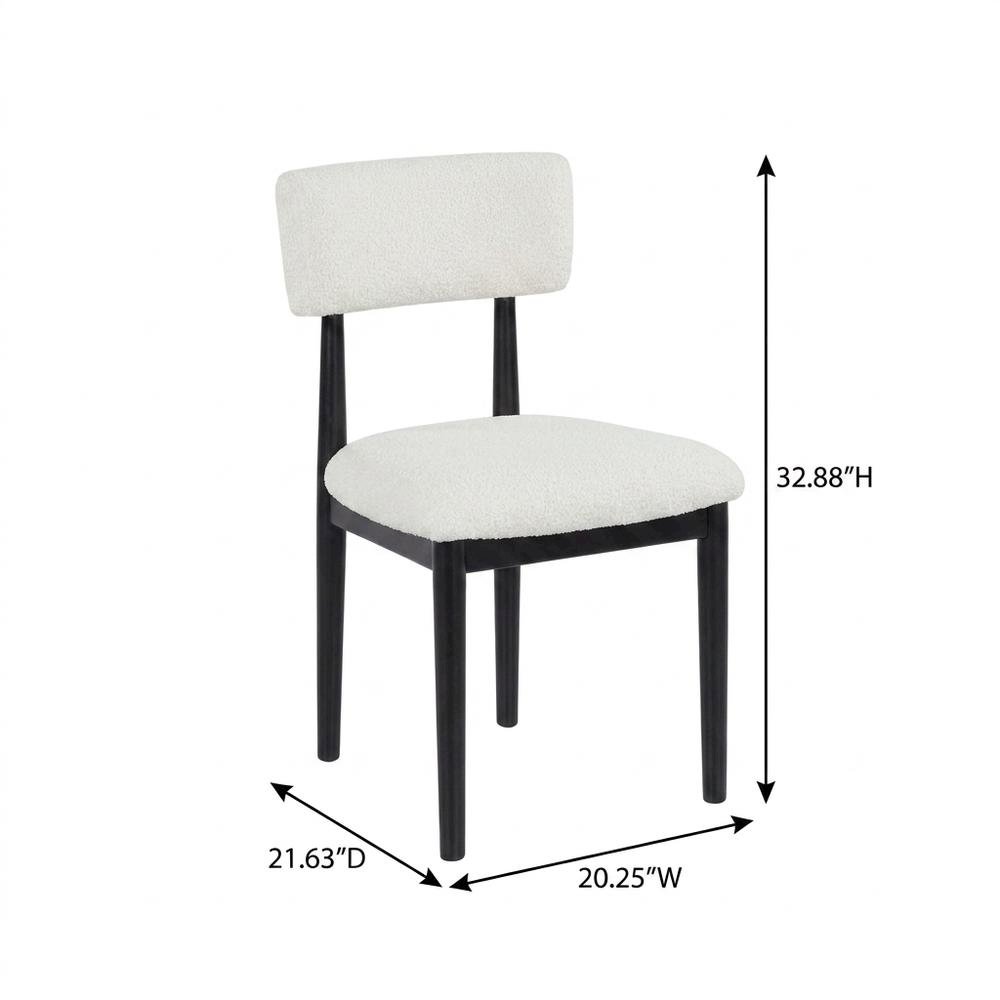 Boucle Upholstered Dining Chairs with Solid Wood Legs, Black, Set of 2. Picture 6