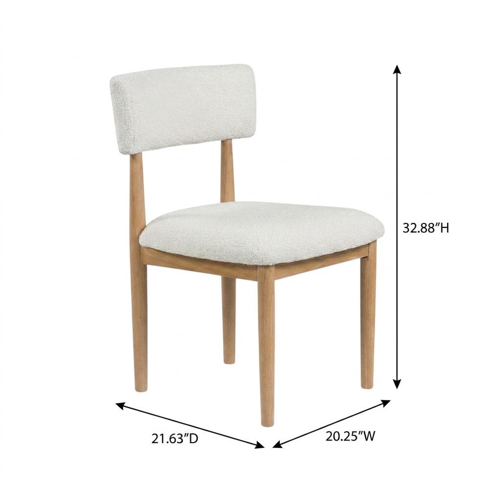 Boucle Upholstered Dining Chairs with Solid Wood Legs, Natural, Set of 2. Picture 6