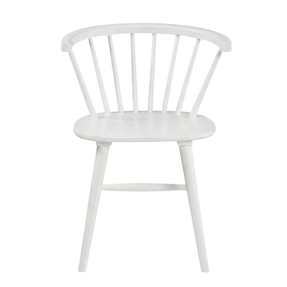 Wooden Spindle Back Windsor Dining Chairs, White, Set of 2. Picture 2