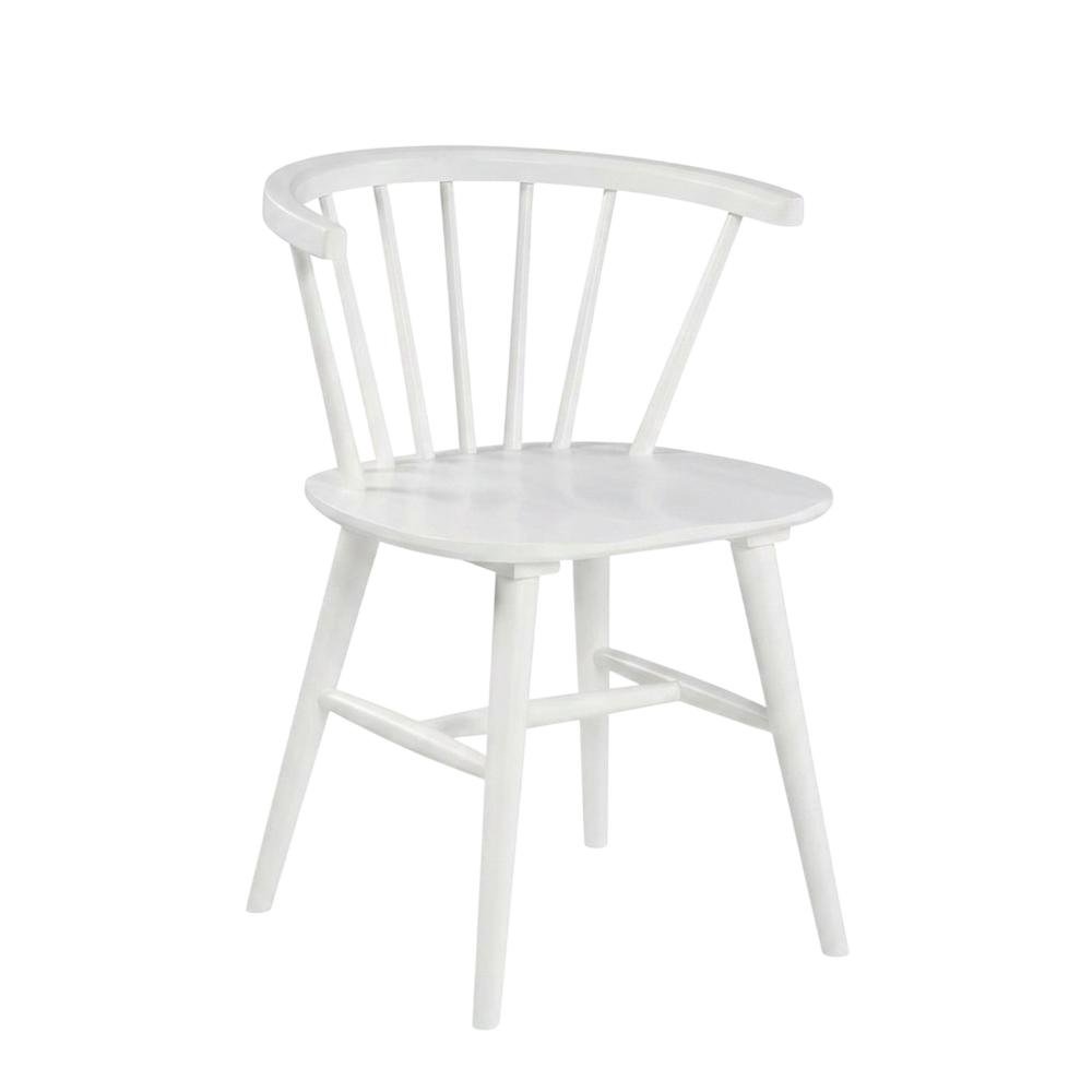 Wooden Spindle Back Windsor Dining Chairs, White, Set of 2. Picture 5