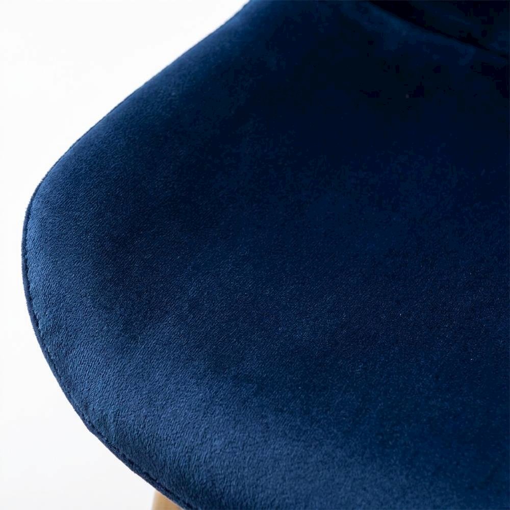 Modern Velvet Upholstered Dining Chairs with Metal Legs, Blue, Set of 2. Picture 6